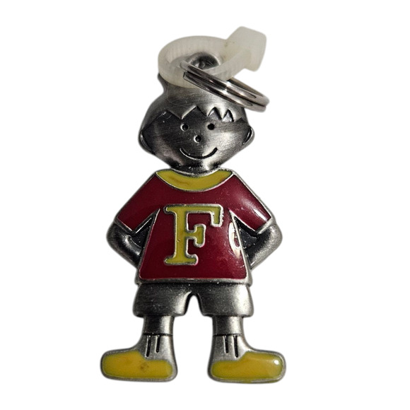 Ganz Pewter Boy Charm Red Shirt Letter F Keychain Pendant NWOT - Picture 1 of 3